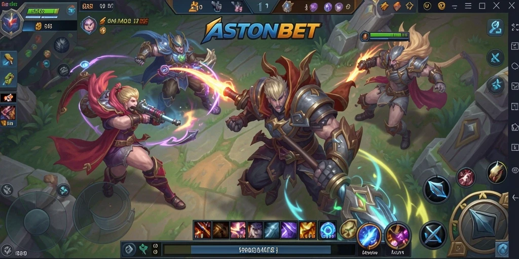 Screenshot gameplay menunjukkan aksi seru dalam pertempuran MOBA.