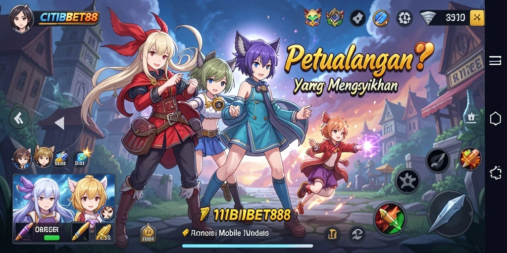 Screenshot gameplay CITIBET88 menampilkan pertarungan karakter anime yang seru.