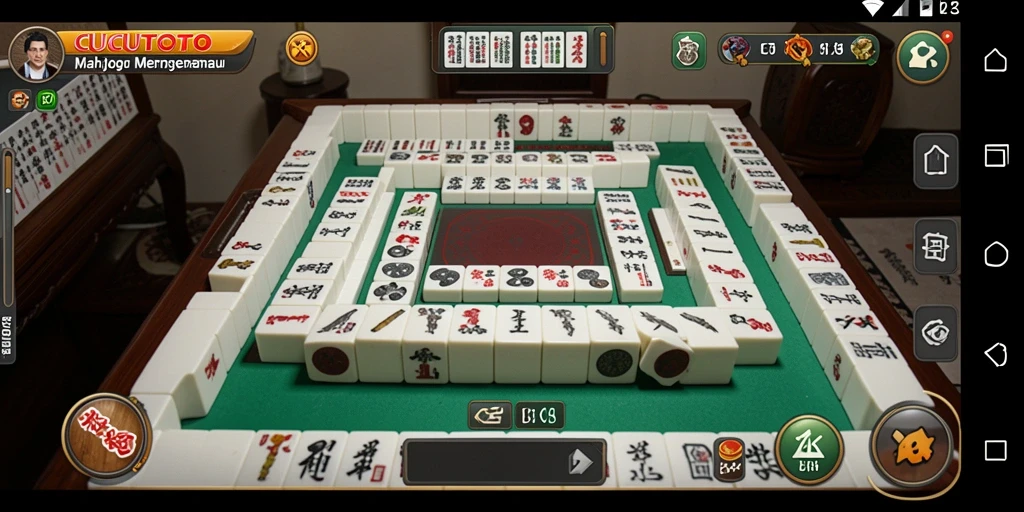Tampilan gameplay CUCUTOTO yang menarik dengan grafis Mahjong yang indah.