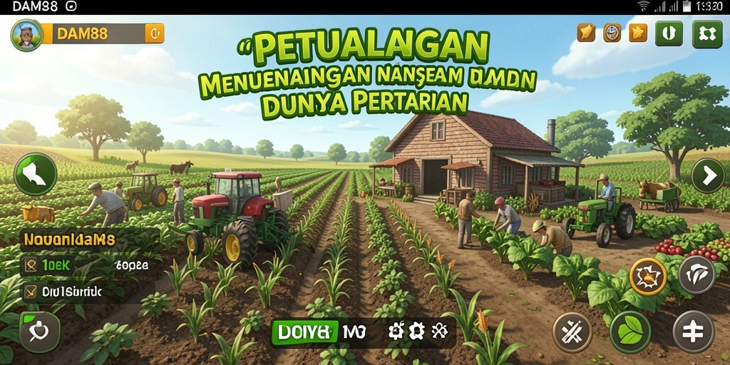 Tampilan gameplay menarik dengan berbagai tanaman dan ladang yang dikelola.