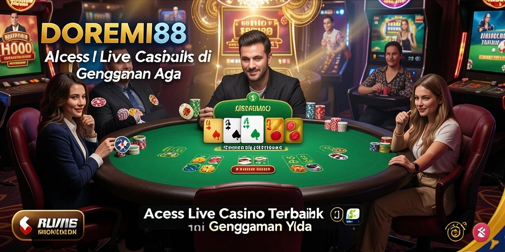 Screenshot menarik dari gameplay Live Casino DOREMI88 yang menghadirkan dealer langsung.
