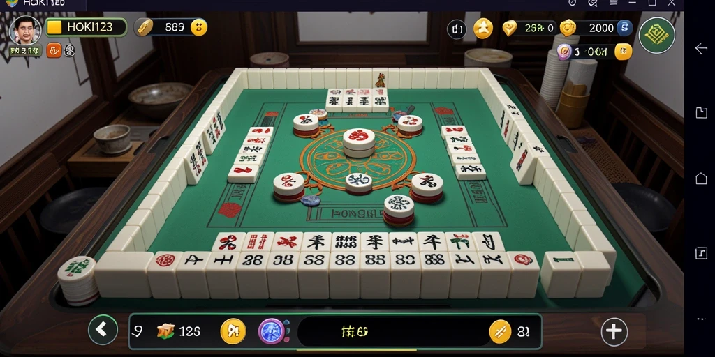 Screenshot utama HOKI123 menampilkan aksi permainan Mahjong yang seru.