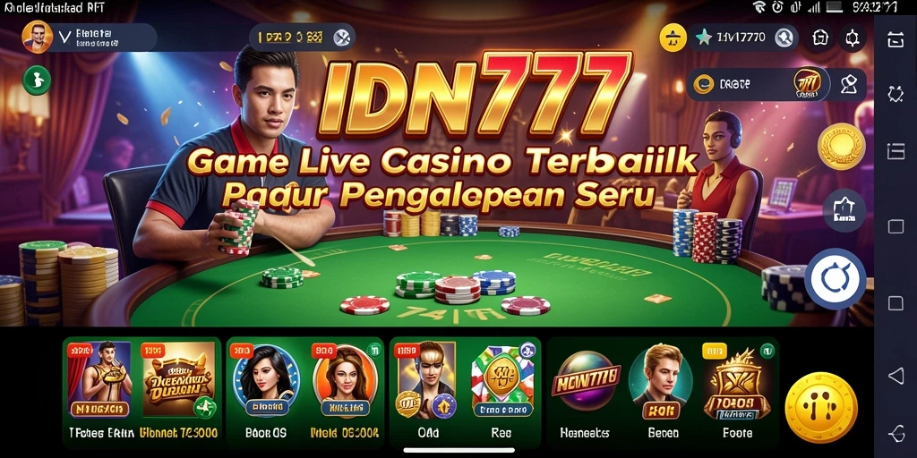 Screenshot IDN777 menampilkan dealer profesional dalam permainan Live Casino.