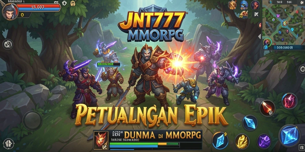 Tampilan gameplay JNT777 menampilkan pertempuran seru di dunia fantasi.