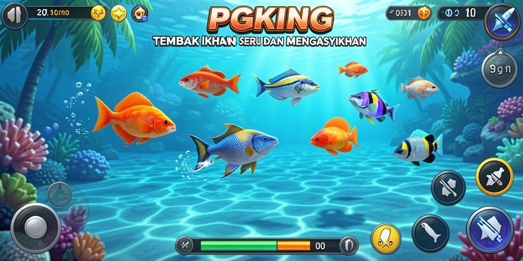Gameplay seru PGKING dengan aksi tembak ikan yang mendebarkan.