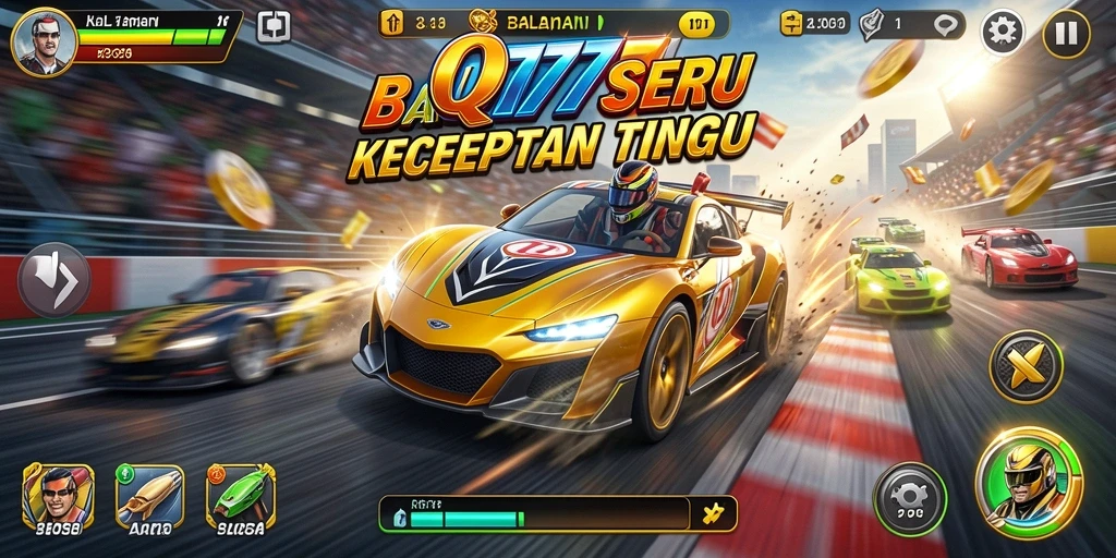 Screenshot gameplay QT777 menampilkan aksi balapan yang seru dan mendebarkan.