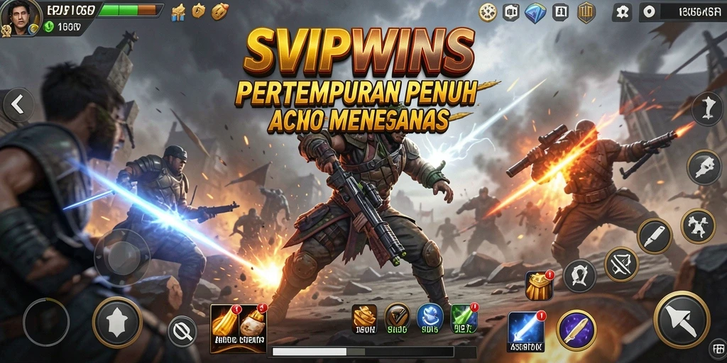 Screenshot gameplay menunjukkan pertempuran seru di SVIPWINS.